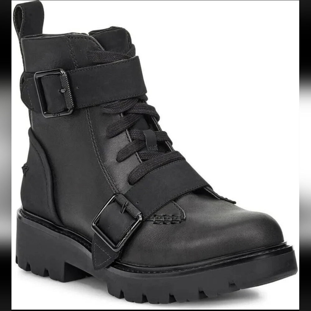 UGG Noe Moto Combat Lace Up Boots- Sz 7